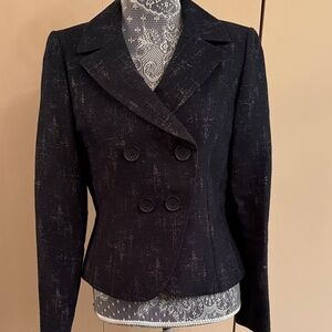 Tahari Black w/Gold Threading Textured Women's Blazer